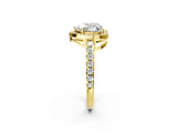 Yellow gold Heart Cut Diamond Halo Ring with Pavé Band and Four-Prong Setting_9