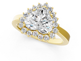 Yellow gold Heart Cut Diamond Halo Ring with Round Brilliant Halo and Solitaire Band_90
