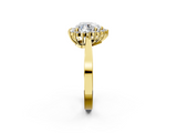 Yellow gold Heart Cut Diamond Halo Ring with Round Brilliant Halo and Solitaire Band_91