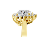 Yellow gold Heart Cut Diamond Halo Ring with Round Brilliant Halo and Solitaire Band_94