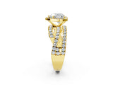 Yellow gold Heart Cut Diamond Halo Ring with Round Split Shank and Prong Setting_38