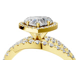 Yellow gold Heart Cut Diamond Halo Ring with Round Split Shank and Prong Setting_40