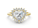 Yellow gold Heart Cut Diamond Halo Ring with Solitaire Band and Prong Setting_69