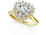 Yellow gold Heart Cut Diamond Halo Ring with Solitaire Band and Prong Setting_70
