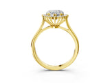 Yellow gold Heart Cut Diamond Halo Ring with Solitaire Band and Prong Setting_72