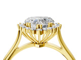 Yellow gold Heart Cut Diamond Halo Ring with Solitaire Band and Prong Setting_73