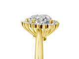 Yellow gold Heart Cut Diamond Halo Ring with Solitaire Band and Prong Setting_74