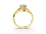 Yellow gold Heart Cut Diamond Halo Ring with Split Shank and Bezel Accents and Four-Prong Setting_16