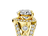 Yellow gold Heart Cut Diamond Halo Ring with Split Shank and Bezel Accents and Four-Prong Setting_18