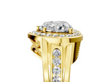 Yellow gold Heart Cut Diamond Halo Ring with Split Shank and Bezel Accents and Prong Setting_15