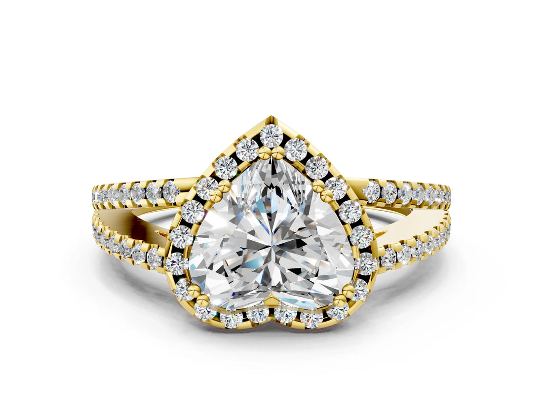 Yellow gold Heart Cut Diamond Halo Split Shank Engagement Ring_39