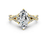 Yellow gold Heart Cut Diamond  Halo Twist Band Solitaire Prong Setting Ring_24