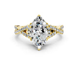 Yellow gold Heart Cut Diamond  Halo Twist Band Solitaire Prong Setting Ring_42