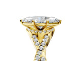 Yellow gold Heart Cut Diamond  Halo Twist Band Solitaire Prong Setting Ring_47