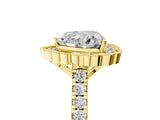 Yellow gold Heart Cut Diamond Milgrain Floral Halo Engagement Ring with Pavé Band_26