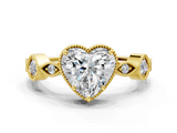 Yellow gold Heart Cut Diamond Milgrain Marquise Band with Prong Setting_3