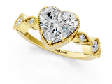 Yellow gold Heart Cut Diamond Milgrain Marquise Band with Prong Setting_4