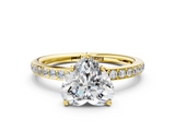 Yellow gold Heart Cut Diamond Pavé Band Ring with Four-Prong Setting_36