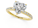 Yellow gold Heart Cut Diamond Pavé Band Ring with Four-Prong Setting_37