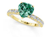 Yellow gold Heart Cut Diamond Pavé Band Solitaire Ring with Prong Setting_1