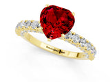 Yellow gold Heart Cut Diamond Pavé Band Solitaire Ring with Prong Setting_1
