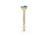 Yellow gold Heart Cut Diamond Pavé Band Solitaire Ring with Prong Setting_2