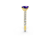 Yellow gold Heart Cut Diamond Pavé Band Solitaire Ring with Prong Setting_2