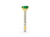 Yellow gold Heart Cut Diamond Pavé Band Solitaire Ring with Prong Setting_2