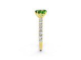 Yellow gold Heart Cut Diamond Pavé Band Solitaire Ring with Prong Setting_2