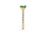Yellow gold Heart Cut Diamond Pavé Band Solitaire Ring with Prong Setting_2