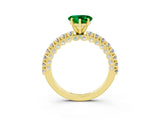 Yellow gold Heart Cut Diamond Pavé Band Solitaire Ring with Prong Setting_3