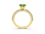 Yellow gold Heart Cut Diamond Pavé Band Solitaire Ring with Prong Setting_3