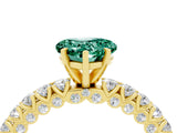 Yellow gold Heart Cut Diamond Pavé Band Solitaire Ring with Prong Setting_4