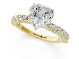 Yellow gold Heart Cut Diamond Pavé Band Solitaire Ring with Prong Setting_51