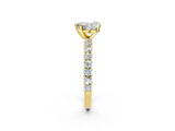 Yellow gold Heart Cut Diamond Pavé Band Solitaire Ring with Prong Setting_52
