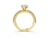 Yellow gold Heart Cut Diamond Pavé Band Solitaire Ring with Prong Setting_53