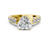 Yellow gold Heart Cut Diamond Pavé Band Solitaire with Four-Prong Setting_25