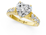Yellow gold Heart Cut Diamond Pavé Band Solitaire with Four-Prong Setting_26