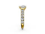 Yellow gold Heart Cut Diamond Pavé Band Solitaire with Four-Prong Setting_27
