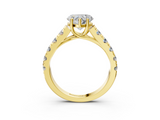 Yellow gold Heart Cut Diamond Pavé Band Solitaire with Four-Prong Setting_28