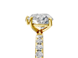 Yellow gold Heart Cut Diamond Pavé Band Solitaire with Four-Prong Setting_9