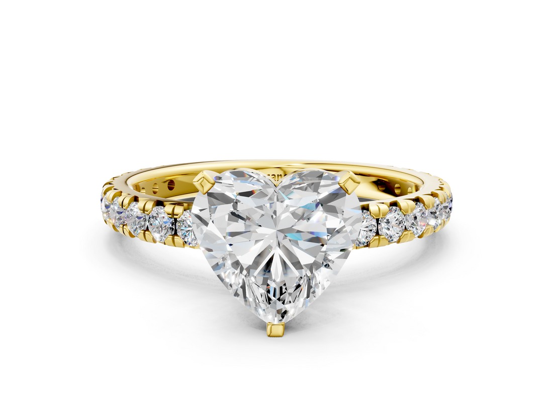 Yellow gold Heart Cut Diamond Pavé Band with Four-Prong Setting_36