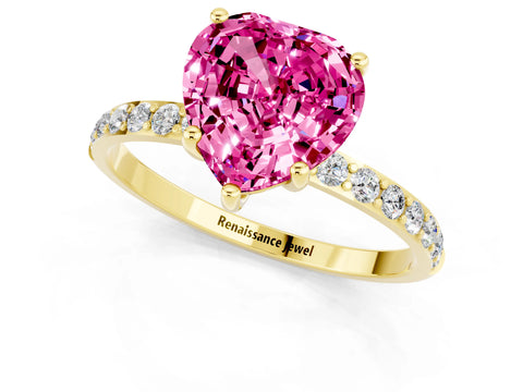 Yellow gold Heart Cut Diamond Pavé Band with Six-Prong Setting_1