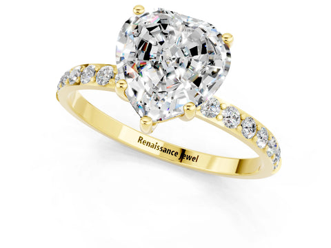 Yellow gold Heart Cut Diamond Pavé Band with Six-Prong Setting_1