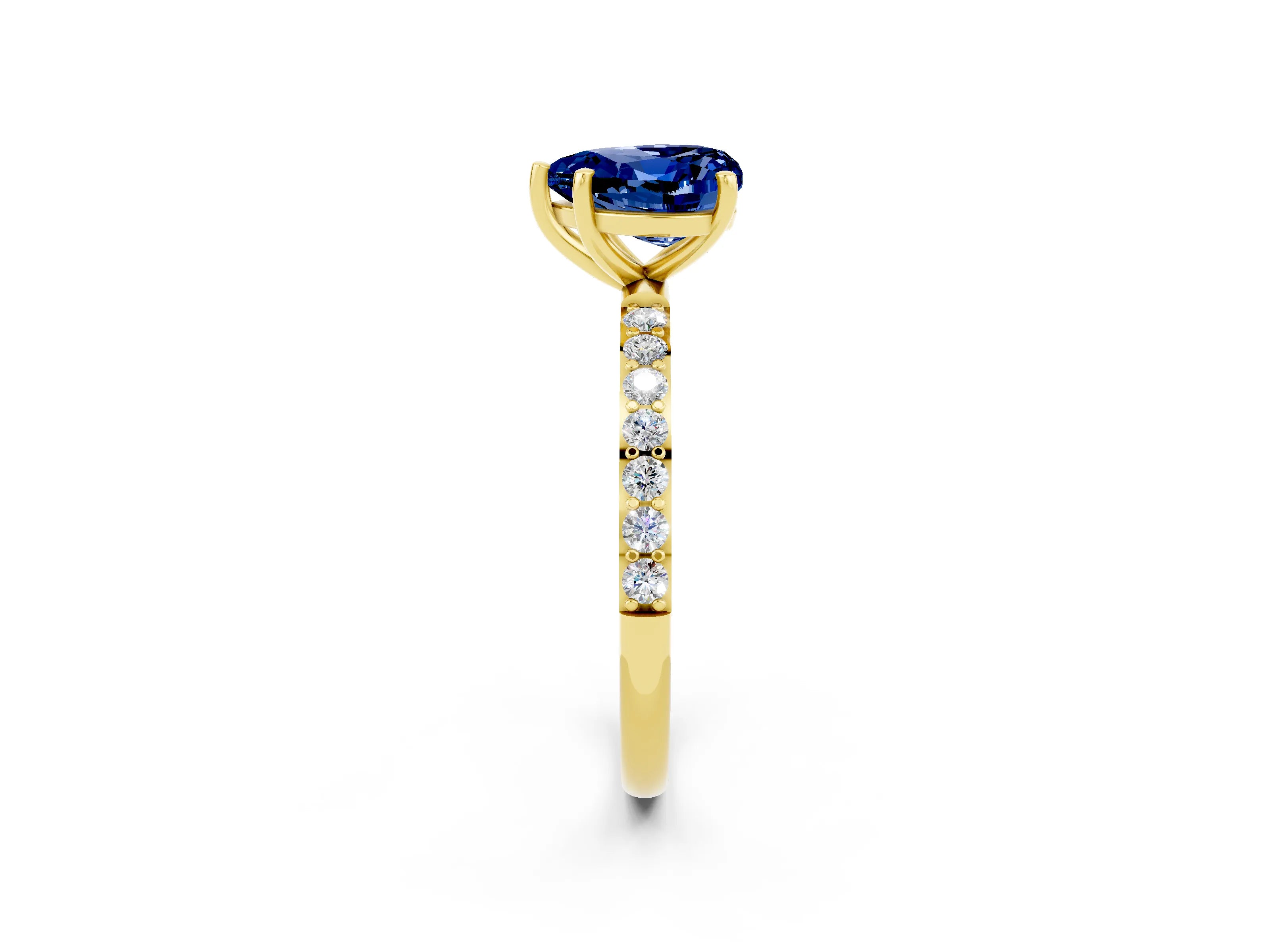 Yellow gold Heart Cut Diamond Pavé Band with Six-Prong Setting_2