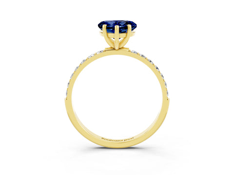 Yellow gold Heart Cut Diamond Pavé Band with Six-Prong Setting_3