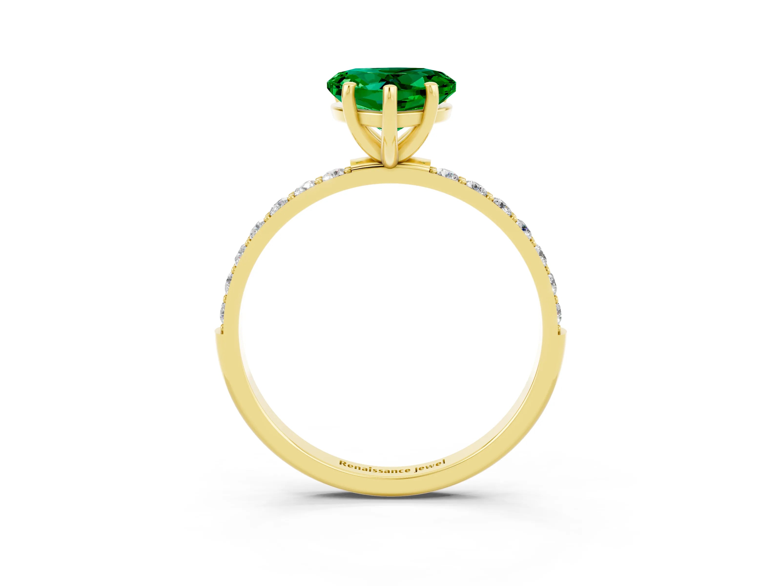 Yellow gold Heart Cut Diamond Pavé Band with Six-Prong Setting_3
