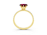 Yellow gold Heart Cut Diamond Pavé Band with Six-Prong Setting_3