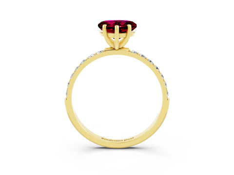 Yellow gold Heart Cut Diamond Pavé Band with Six-Prong Setting_3