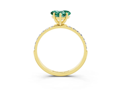 Yellow gold Heart Cut Diamond Pavé Band with Six-Prong Setting_3